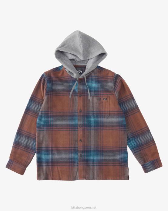 hombres puerto Billabong camisa de franela con capucha baja 04LD618