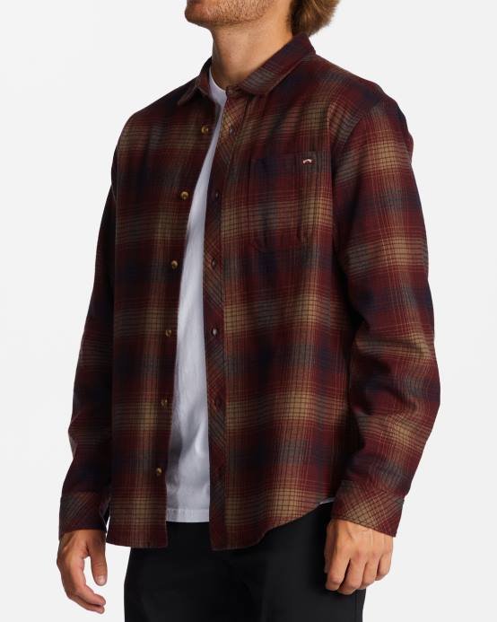 hombres puerto Billabong camisa de franela de la costa 04LD569
