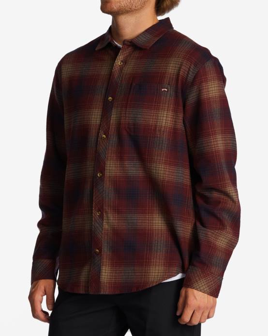 hombres puerto Billabong camisa de franela de la costa 04LD569