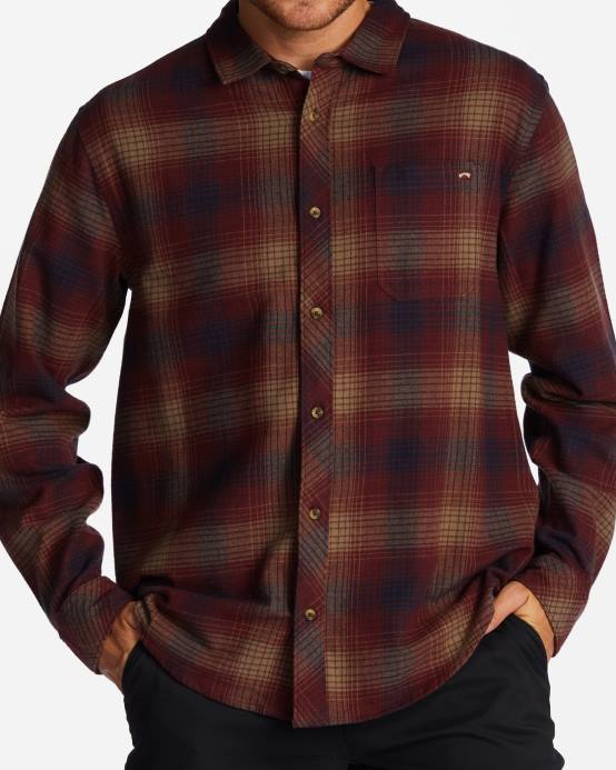 hombres puerto Billabong camisa de franela de la costa 04LD569