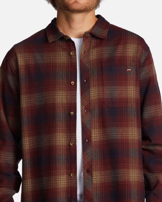 hombres puerto Billabong camisa de franela de la costa 04LD569