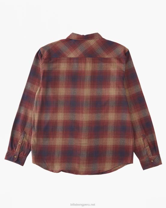 hombres puerto Billabong camisa de franela de la costa 04LD569