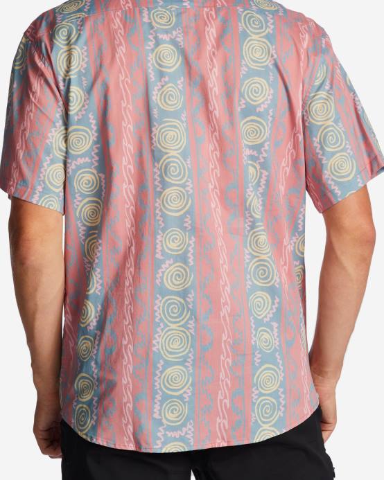 hombres rojo polvoriento Billabong camisa de manga corta de los domingos 04LD638