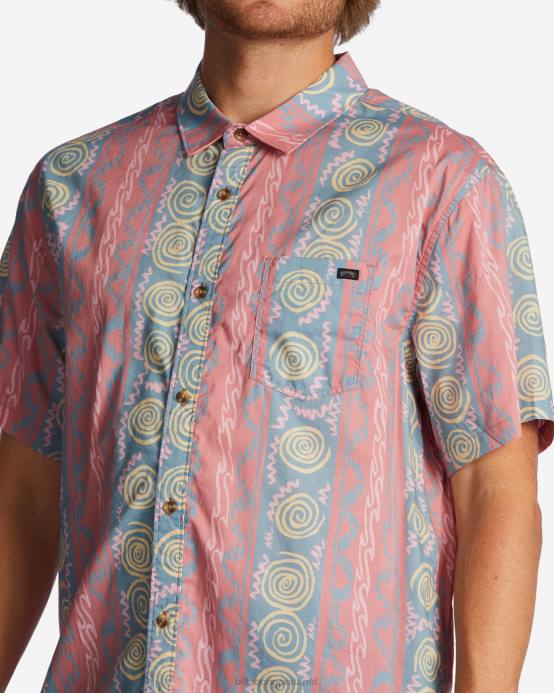 hombres rojo polvoriento Billabong camisa de manga corta de los domingos 04LD638