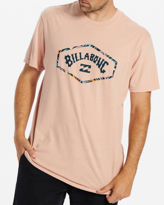 hombres Rosa empolvado Billabong playera de manga corta con arco de salida 04LD579