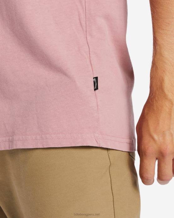 hombres Rosa empolvado Billabong playera de manga corta con lavado ondulado 04LD259