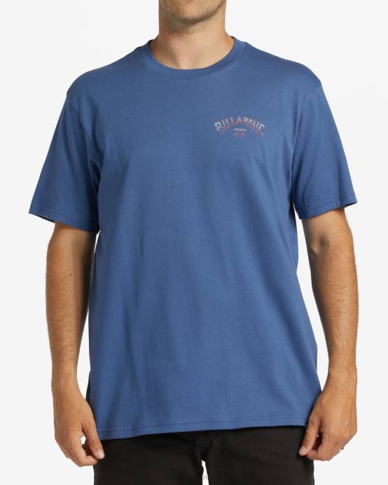hombres azul polvoriento Billabong camiseta con relleno de arco 04LD316