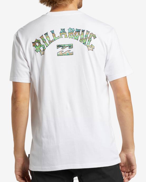 hombres blanco Billabong camiseta con relleno de arco 04LD339