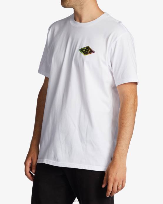 hombres blanco Billabong camiseta de onda de crayón 04LD386