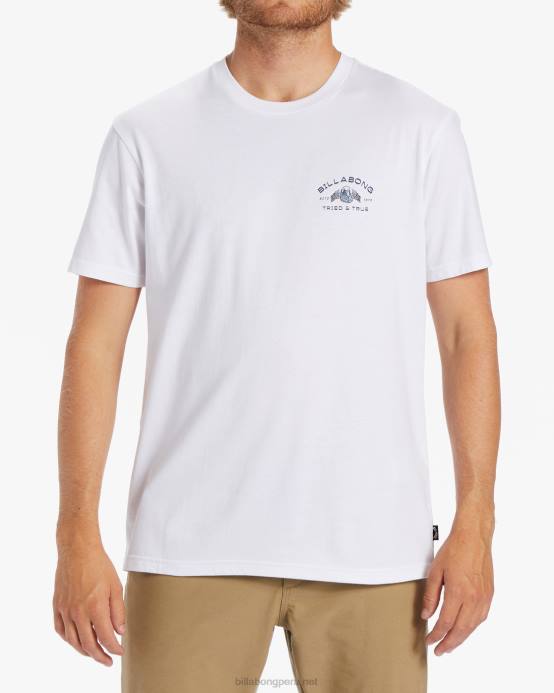 hombres blanco Billabong camiseta de una nación 04LD363