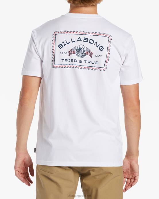 hombres blanco Billabong camiseta de una nación 04LD363