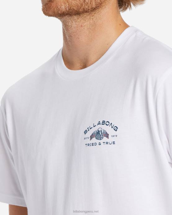 hombres blanco Billabong camiseta de una nación 04LD363