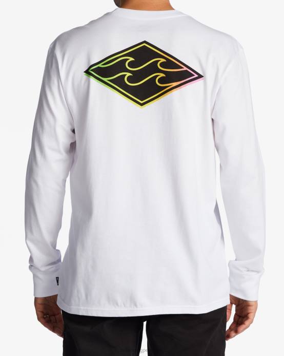 hombres blanco Billabong camiseta manga larga ola crayon 04LD546