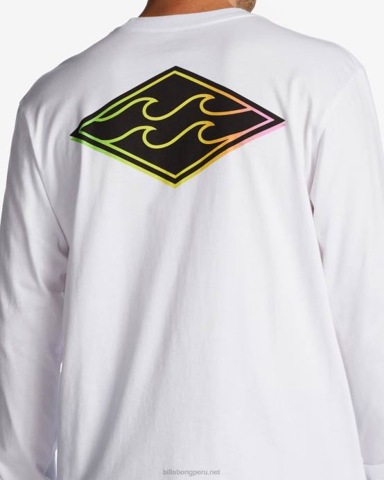 hombres blanco Billabong camiseta manga larga ola crayon 04LD546