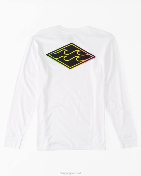 hombres blanco Billabong camiseta manga larga ola crayon 04LD546