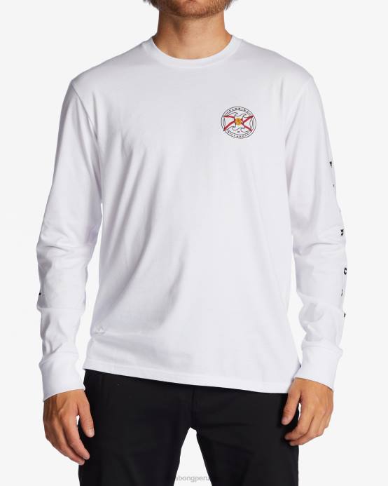 hombres blanco Billabong camiseta manga larga saludo florida 04LD394
