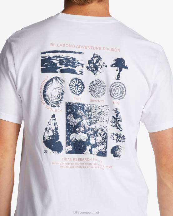 hombres blanco Billabong camiseta orgánica de investigación de mareas 04LD473
