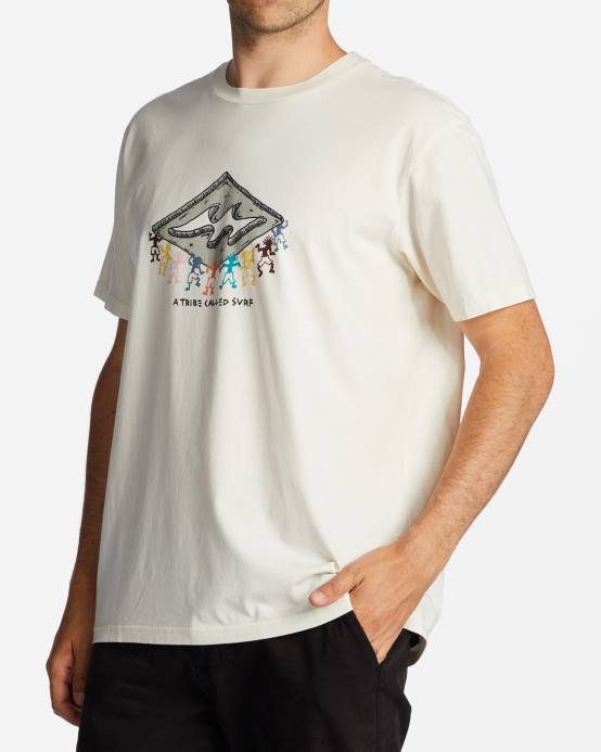 hombres blanquecino Billabong camiseta con motivo de diamantes 04LD604