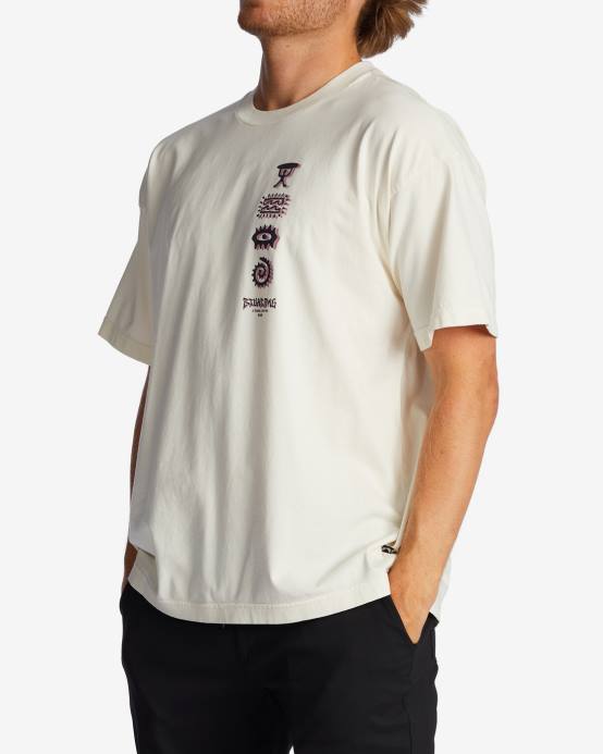 hombres blanquecino Billabong camiseta de manga corta con estampado de colisión og 04LD557