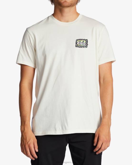 hombres blanquecino Billabong camiseta de onda de crayón 04LD589