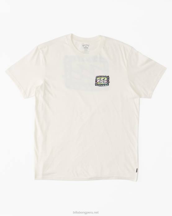 hombres blanquecino Billabong camiseta de onda de crayón 04LD589