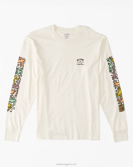 hombres blanquecino Billabong mermelada de keith haring camiseta de manga larga 04LD226