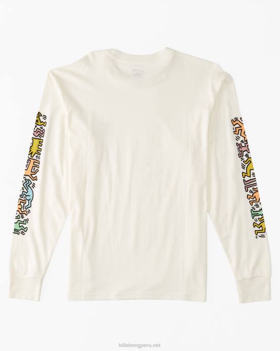 hombres blanquecino Billabong mermelada de keith haring camiseta de manga larga 04LD226