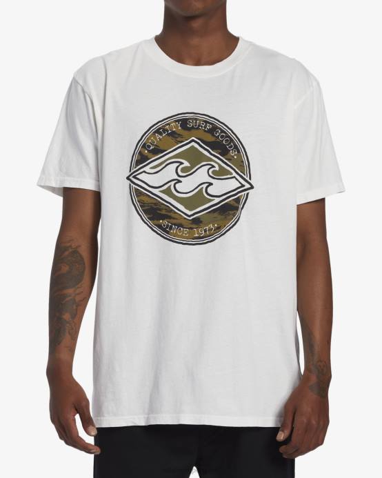 hombres blanquecino Billabong playera de manga corta de diamante del rotor 04LD649