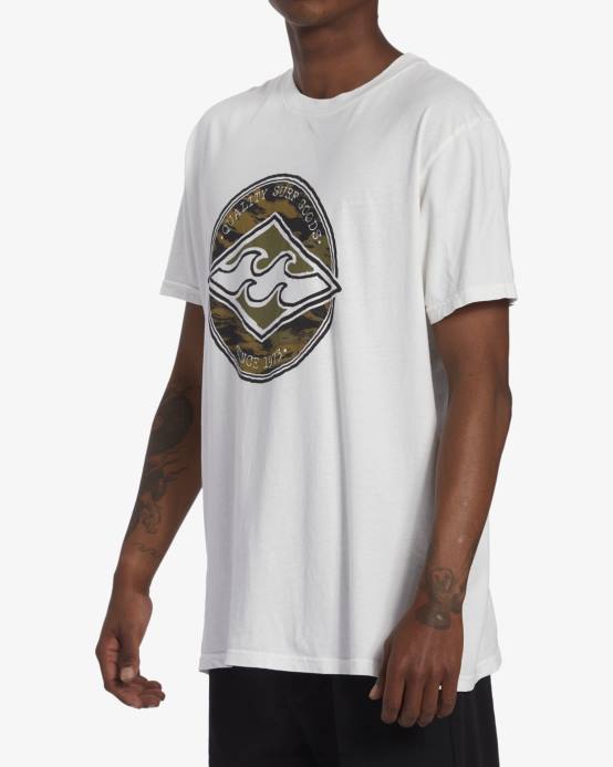 hombres blanquecino Billabong playera de manga corta de diamante del rotor 04LD649