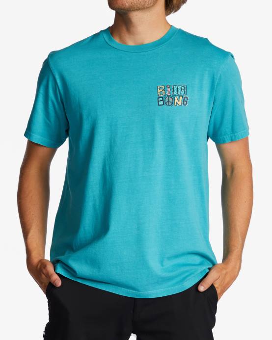 hombres menta oscura Billabong camiseta con texto 04LD620