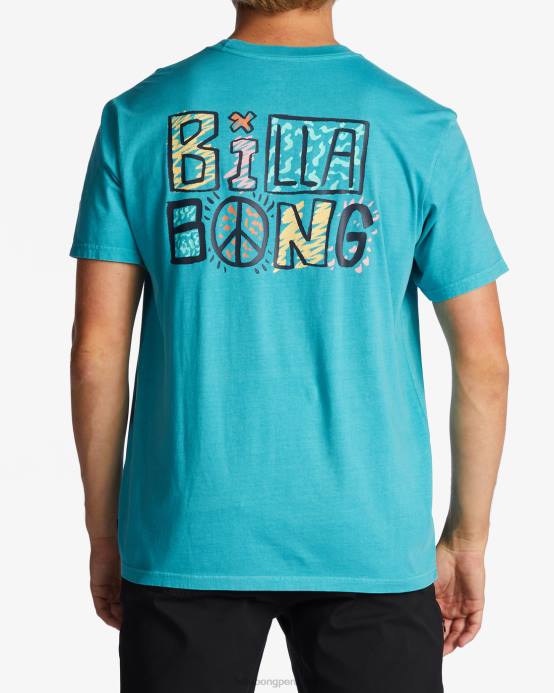 hombres menta oscura Billabong camiseta con texto 04LD620