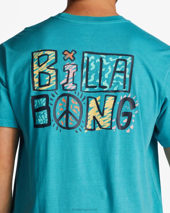 hombres menta oscura Billabong camiseta con texto 04LD620