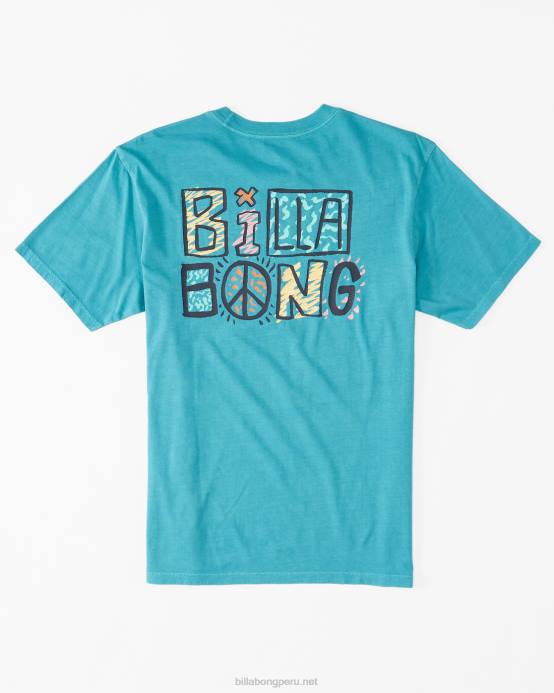 hombres menta oscura Billabong camiseta con texto 04LD620
