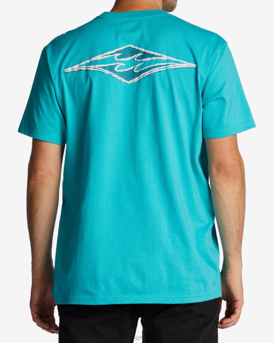 hombres menta oscura Billabong camiseta de onda de crayón 04LD570