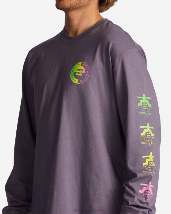 hombres neblina púrpura Billabong playera de manga larga con logo en contraste 04LD594