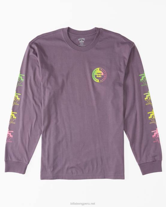 hombres neblina púrpura Billabong playera de manga larga con logo en contraste 04LD594