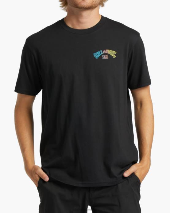 hombres negro Billabong camiseta con relleno de arco 04LD306