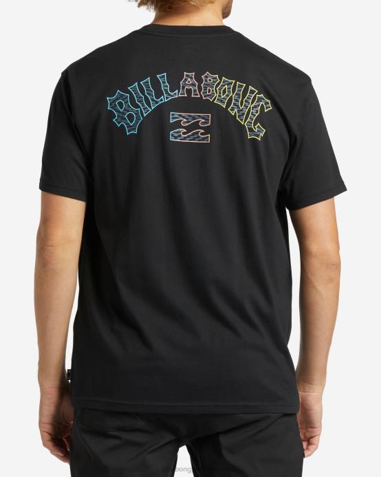 hombres negro Billabong camiseta con relleno de arco 04LD306