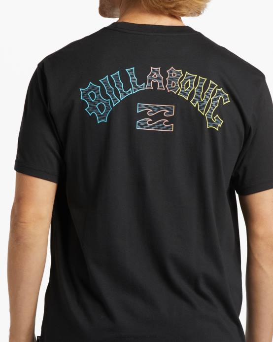 hombres negro Billabong camiseta con relleno de arco 04LD306