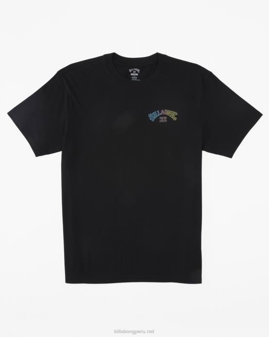 hombres negro Billabong camiseta con relleno de arco 04LD306