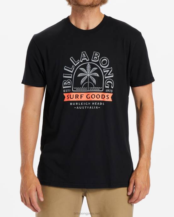 hombres negro Billabong camiseta de manga corta de mercancías 04LD551