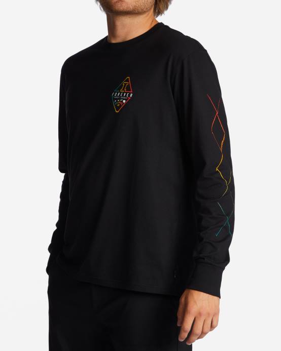 hombres negro Billabong camiseta de manga larga con diamante de andy irons 04LD652
