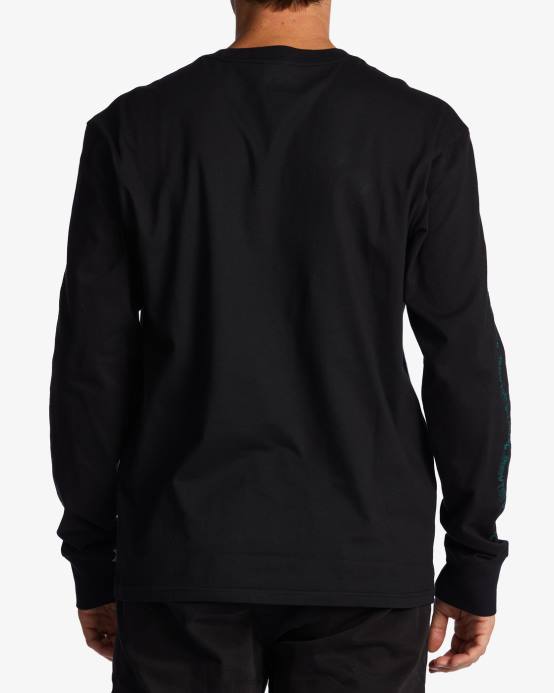 hombres negro Billabong camiseta de manga larga con espalda descubierta 04LD621