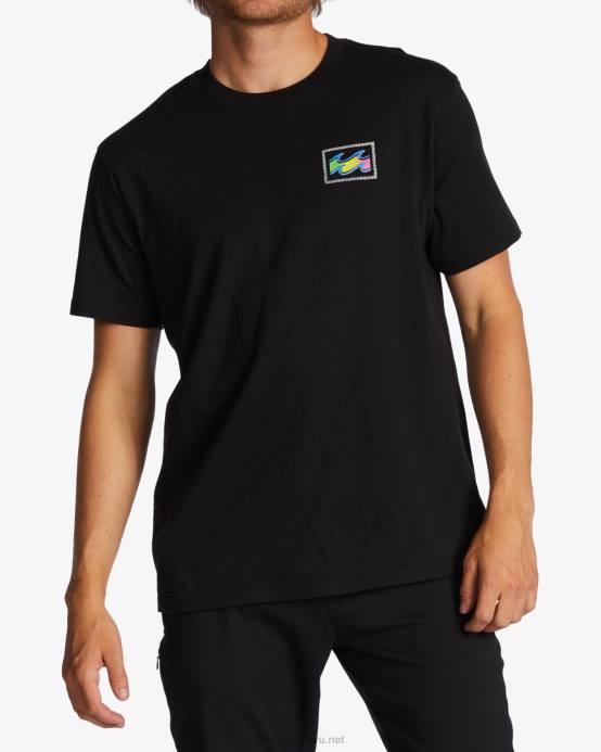 hombres negro Billabong camiseta de onda de crayón 04LD332