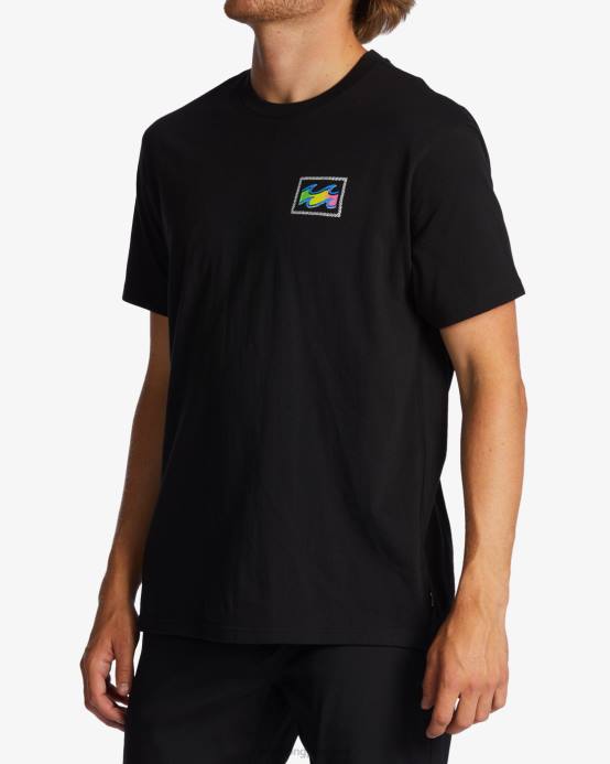 hombres negro Billabong camiseta de onda de crayón 04LD332