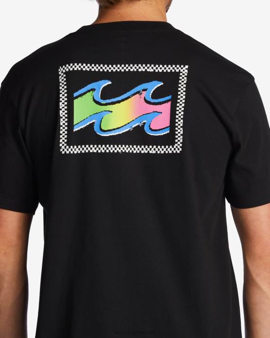 hombres negro Billabong camiseta de onda de crayón 04LD332