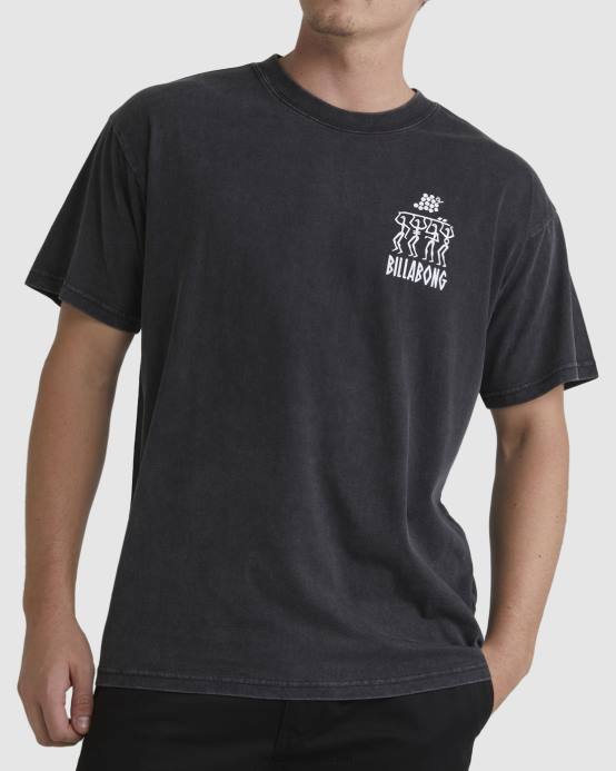 hombres negro Billabong camiseta manga corta tribu pilpeled 04LD351