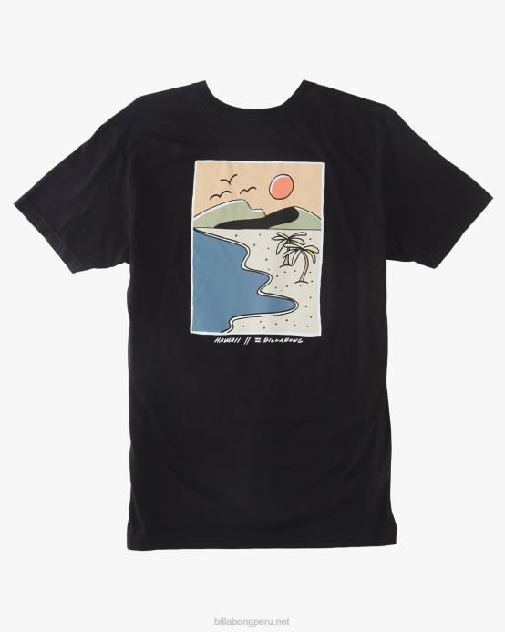 hombres negro Billabong camiseta tropical hawaiana 04LD438