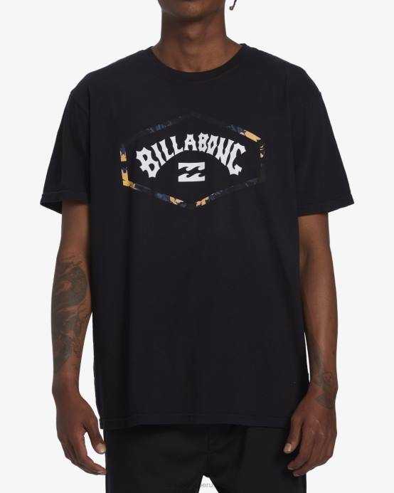hombres negro Billabong playera de manga corta con arco de salida 04LD531
