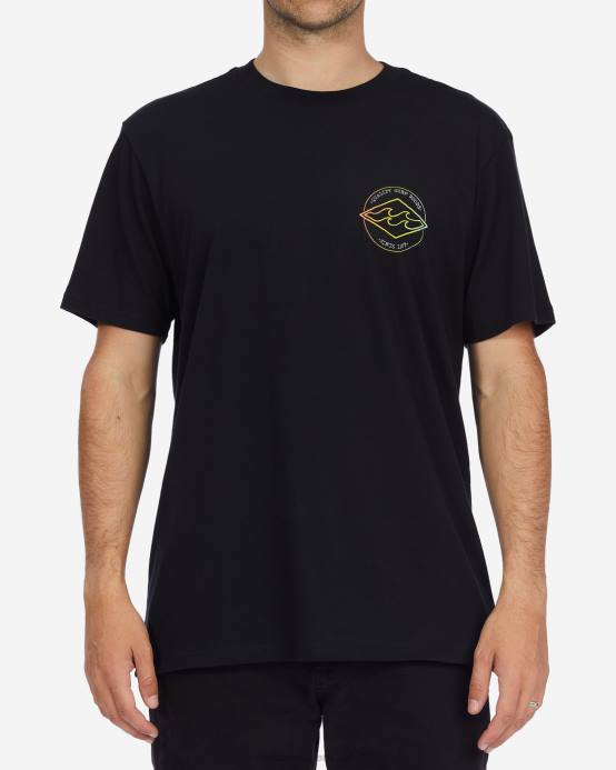 hombres negro Billabong playera de manga corta de diamante del rotor 04LD631